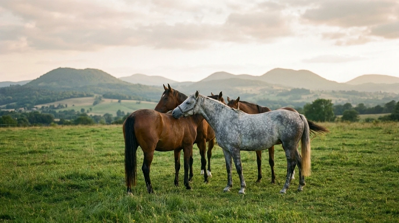 Les chevaux du Equifit Auvergne en liberté, Puy-de-Dôme